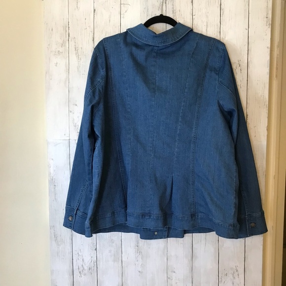 Women with Control My Wonder Denim Overlay Jacket Mid-Blue Size 1X - Picture 10 of 15